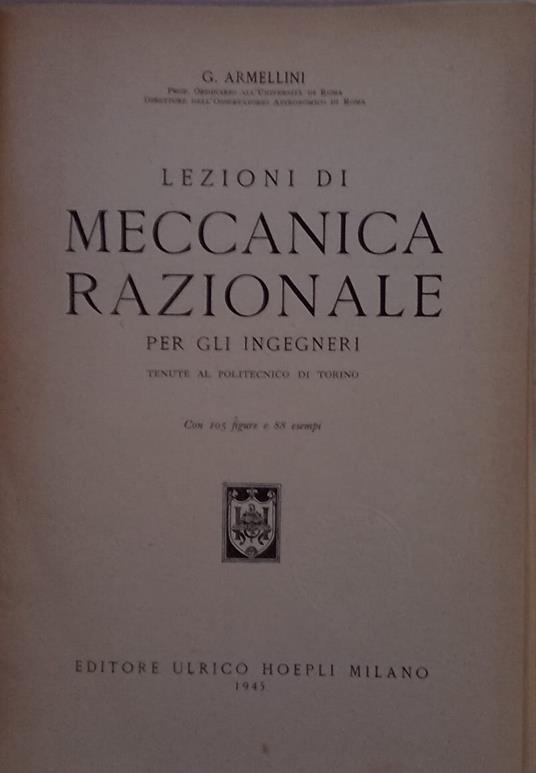 Lezioni di meccanica razionale - copertina