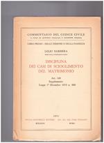 Disciplina dei casi di scioglimento del matrimonio Libro Primo Art. 149 Supplemento Legge 1 dicembre 1970 n. 898