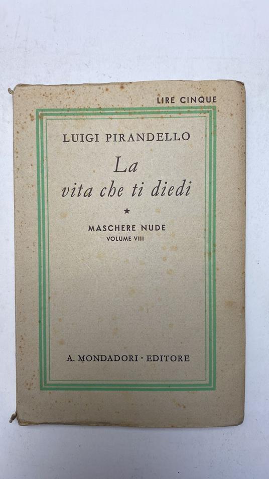 La vita che di diedi - Luigi Pirandello - copertina