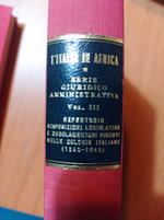 Repertoro delle disposizioni legislative e regolamentari vigenti nelle colonie italiane