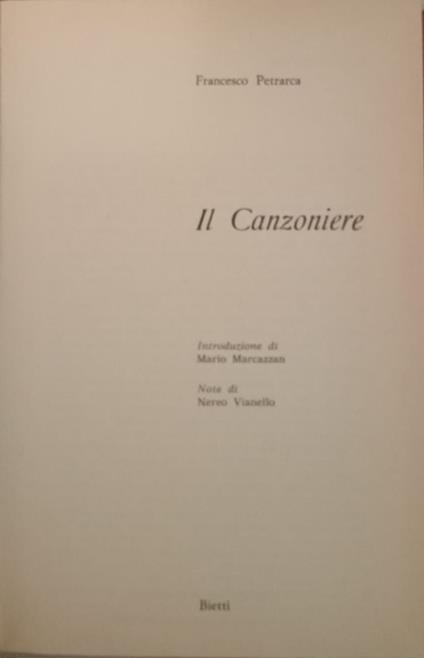 Il canzoniere - Francesco Petrarca - copertina