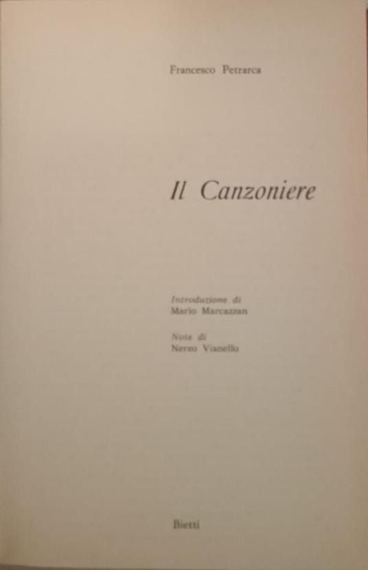 Il canzoniere - Francesco Petrarca - copertina