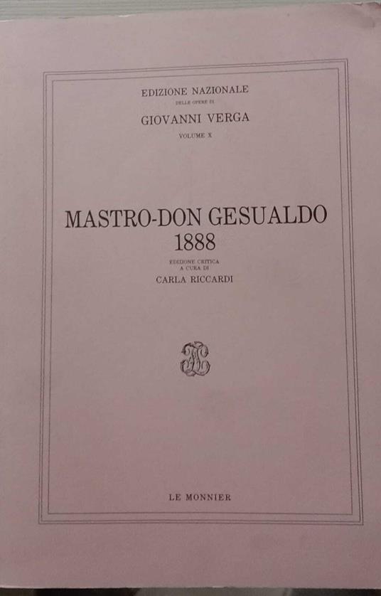 Mastro-Don Gesualdo 1888 - Giovanni Verga - copertina