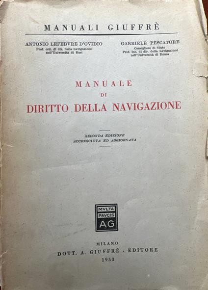 Manuale di diritto della navigazione - copertina