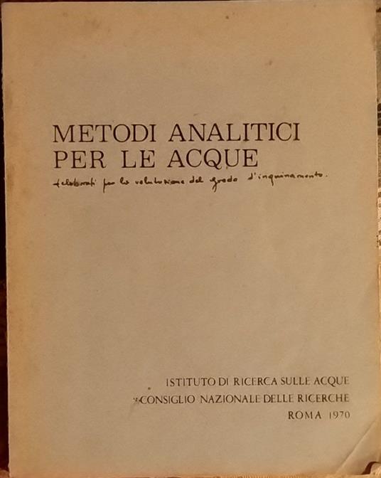 Metodi analitici per le acque - copertina