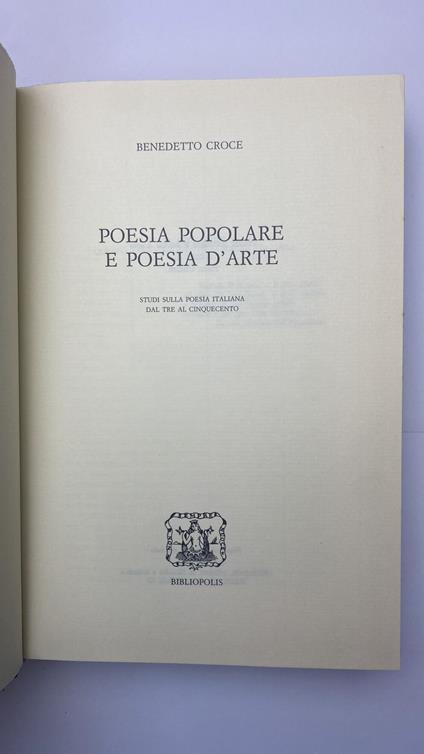 Poesia popolare e poesia d'arte - Benedetto Croce - copertina