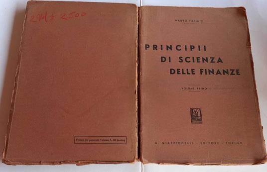 Principii di scienza delle finanze. Volume primo - Mauro Fasiani - copertina