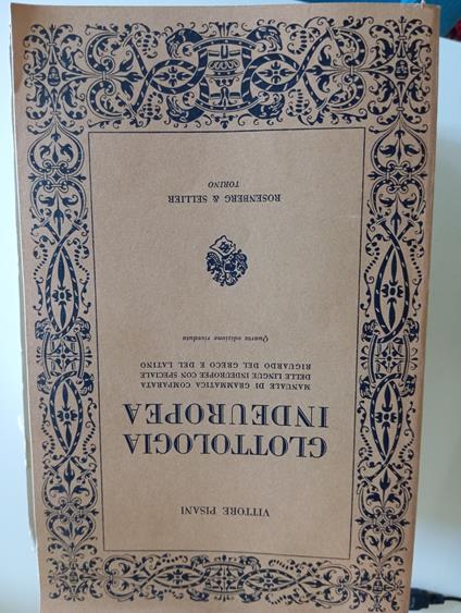 Glottologia indeuropea - Vittore Pisani - copertina