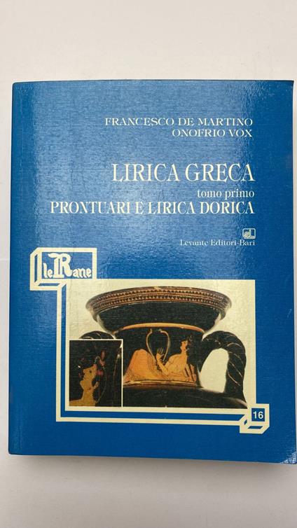 Lirica greca. Prontuari e lirica dorica (Vol. 1) - copertina