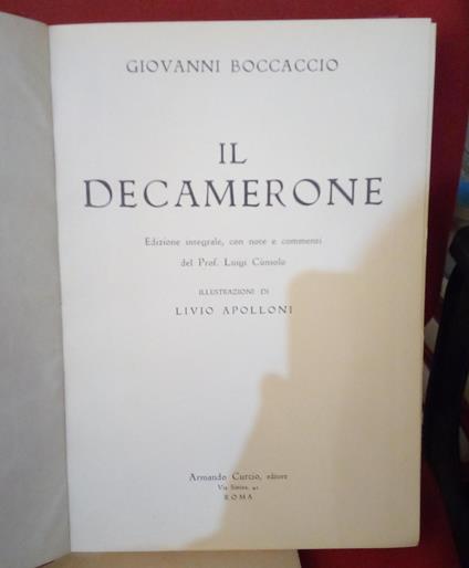 Il Decamerone. Edizione integrale con note e commenti del prof. Luigi Cùnsolo e con ill. a colori di Livio Apolloni - Giovanni Boccaccio - copertina