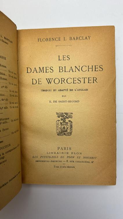 Les dames blanches de Worcester - copertina