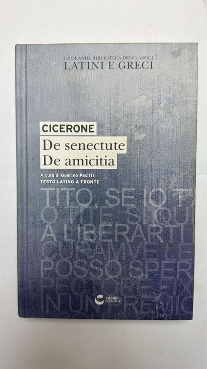 De senectute - De amicitia - M. Tullio Cicerone - copertina