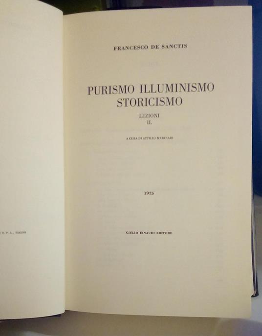 Purismo illuminismo storicismo. Lezioni II - Francesco De Sanctis - copertina