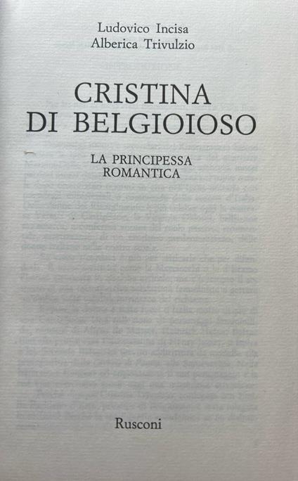 Cristina di Belgioioso. La principessa romantica - copertina