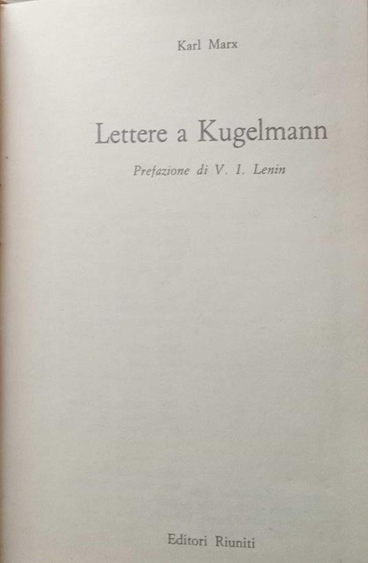 Lettere a Kugelmann - Karl Marx - copertina