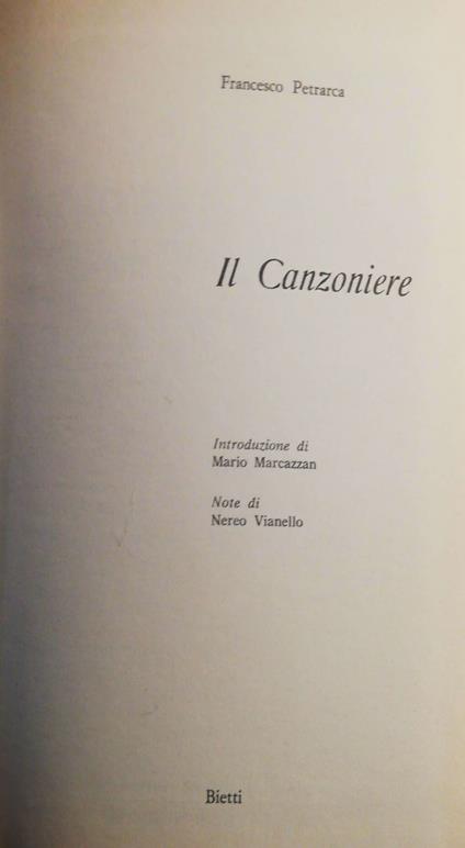 Il Canzoniere - Francesco Petrarca - copertina