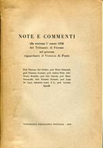 Note e commenti alla sentenza 1 marzo 1958 del Tribunale di Firenze nel processo riguardante il vescovo di Prato