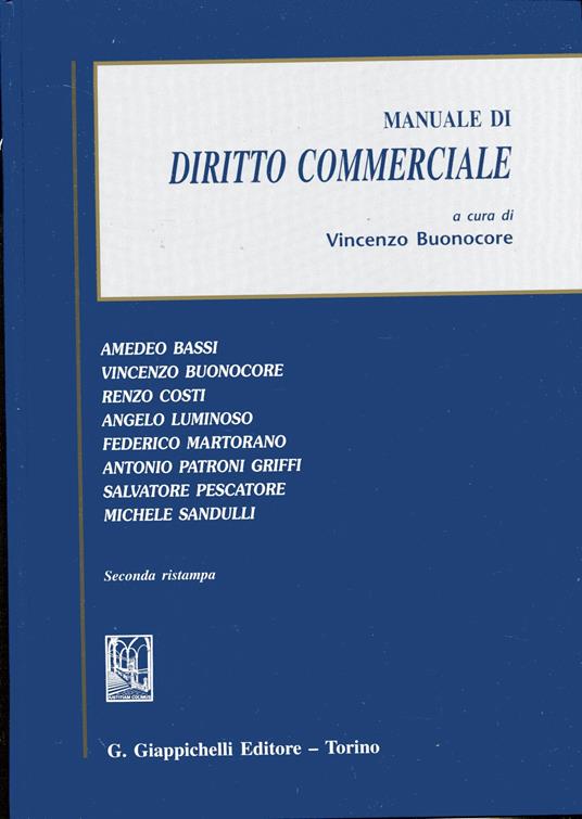 Manuale di diritto commerciale - copertina