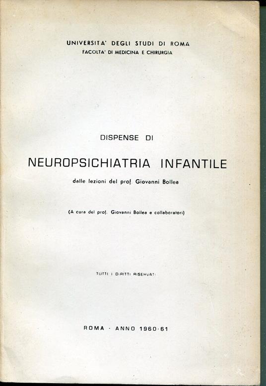 Dispense di neuropsichiatria infantile 1960-61 - Giovanni Bollea - copertina