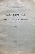 Causa Rubini-Manzo. Annullabilita di matrimonio per impotenza generativa. R. Tribunale civile di Bologna
