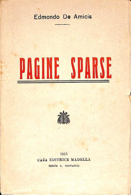 Pagine sparse - Edmondo De Amicis - copertina