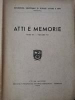 Atti e memorie serie VI - Volume VII - Accademia nazionale di scienze lettere e arti