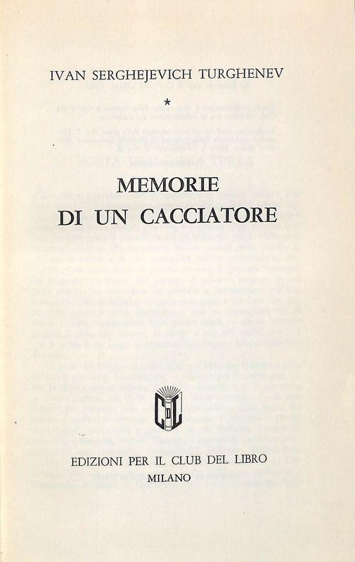 Memorie di un cacciatore - copertina