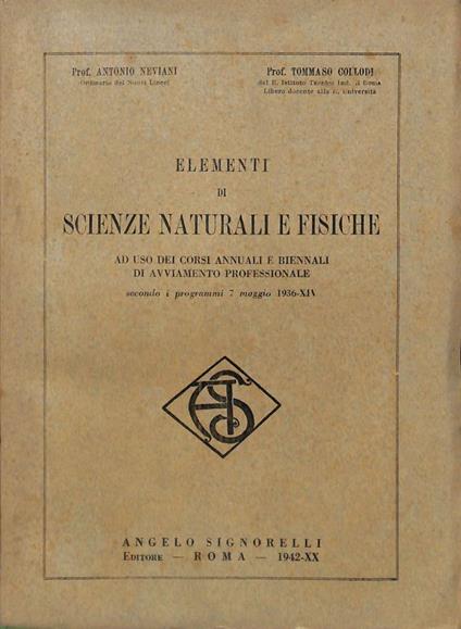 Elementi di scienze naturali e fisiche - copertina