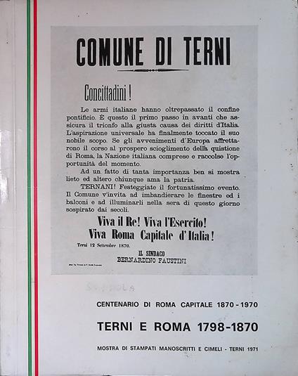 Terni e Roma 1798-1870. Catalogo della mostra - copertina