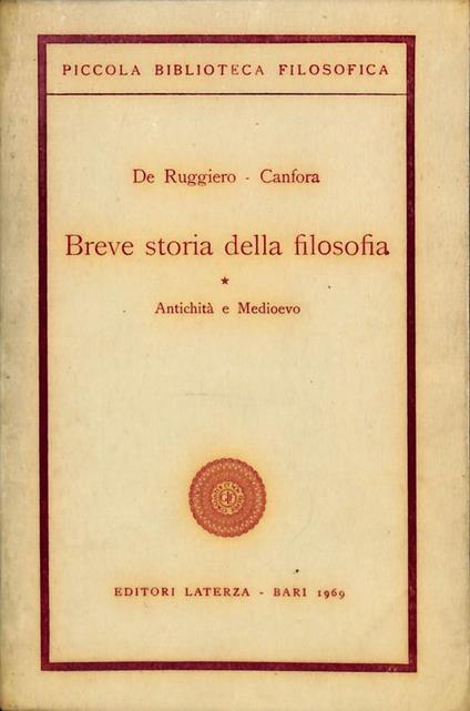 Breve storia della filosofia. Volume 1. Antichità e Medioevo - copertina