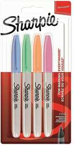 Cartoleria Pennarello indelebile Sharpie Fine Colori Assortiti - Blister da 4 Sharpie