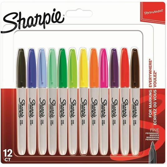 Pennarello indelebile Sharpie Fine Colori Assortiti - Blister da 12