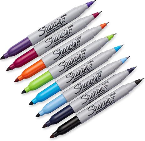 Marcatore SHARPIE TWIN TIP in blister da 8 pz, Nero, Rosso, Turchese, Magenta, Lime, Viola, Blu Navy, Blu Sky - 3