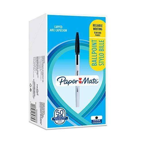 Paper Mate O45 Penne a Sfera, Punta Fine 1.0 mm, Inchiostro Nero, Nero, 50 Pezzi