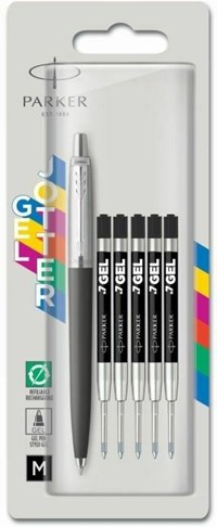 Jotter Original penna a sfera GEL M. fusto Nero con 5 refill Gel Neri. Confezione  da da 1 penna + 5 refills Gel - Parker - Cartoleria e scuola