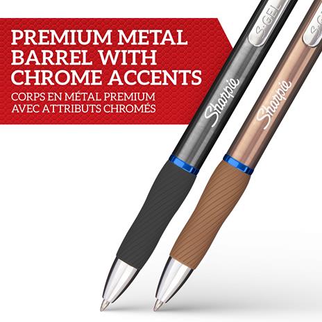 Sharpie S-Gel, Penne gel metallo, Punta media (0,7 mm), Grigio acciaio e oro rosa, Inchiostro nero, 2 penne e 2 ricariche - 2
