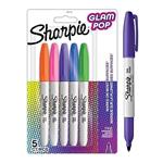 Pennarelli indelebili Sharpie Glam Pop. Punta fine per dettagli decisi. Colori assortiti. 5 pennarelli