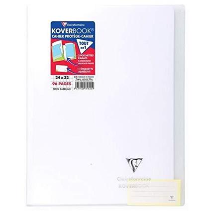 Clairefontaine 981620C Quaderno rilegato Koverbook 24 x 32 cm, 96 pagine a quadretti piccoli, copertina in polipropilene trasparente, incolore