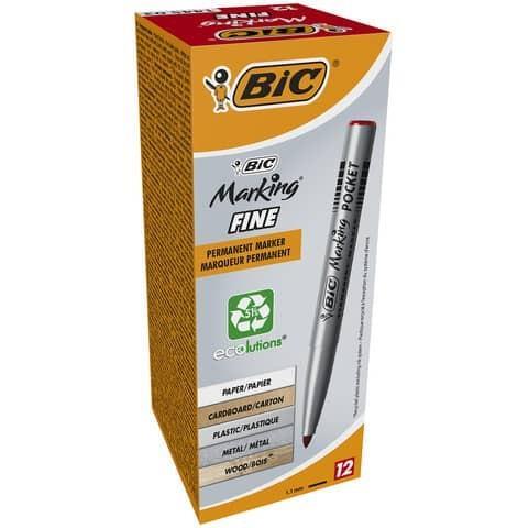 Marcatore permanente BIC Marking Pocket 1445 punta conica 1 mm rosso 8209002 (Conf.12)