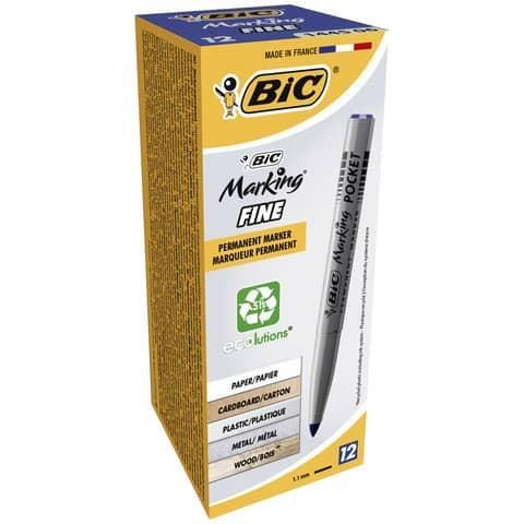 Marcatore permanente BIC Marking Pocket 1445 punta conica 1 mm blu 8209012 (Conf.12) - 2
