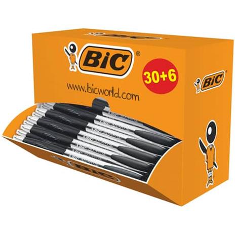 Penne a sfera a scatto BIC Atlantis Classic NF M 1 m nero value pack 30+6 – 920287