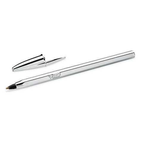 Penna a sfera BIC Cristal Shine Silver M 1 mm nero 921339 (Conf.20)