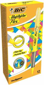 BIC Highlighter Flex evidenziatore 12 pezzo(i) Giallo Punta del pennello