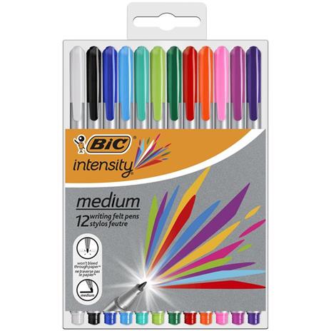 BIC 964893 marcatore Medio Nero, Blu, Verde, Grigio, Azzurro, Verde chiaro, Arancione, Rosa, Porpora, Rosso 12 pezzo(i)