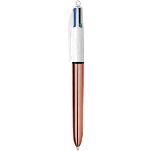 Penna a sfera a scatto BIC 4 Colours Shine fusto Rose Gold - assortiti 4 colori - 951737