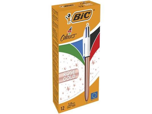 Penna a sfera a scatto BIC 4 Colours Shine fusto Rose Gold - assortiti 4 colori - 951737 - 2