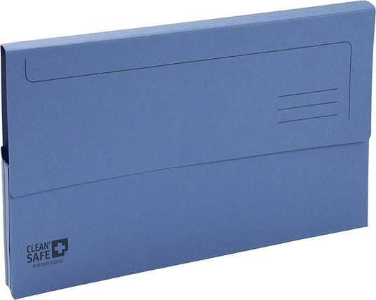 Confezione da 5 cartelle con tasca Clean'Safe® antibatteriche blu 24,2x35cm - 2