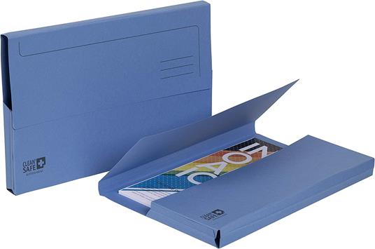 Confezione da 5 cartelle con tasca Clean'Safe® antibatteriche blu 24,2x35cm - 4