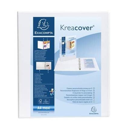 Raccoglitore personalizzabile Exacompta A4 maxi Kreacover® bianco 4 anelli a D 40 mm - 51943E