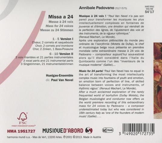 Messa a 24 voci - CD Audio di Annibale Padovano - 2